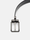 PEDRO Leather Reversible Pin Belt- Black Textured