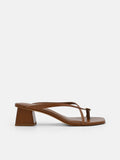 PEDRO Alexis Leather Block Heel Sandals - Brown