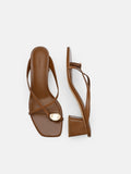 PEDRO Alexis Leather Block Heel Sandals - Brown