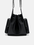 PEDRO Drawstring Bucket Bag - Black