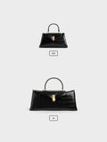 CHARLES & KEITH Women Micro Lilibet Croc-Effect Top Handle Bag_Black