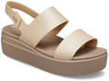 CROCS WOMEN BROOKLYN METALLIC CHAMPAGNE LOW WEDGE SANDAL