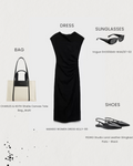 Timeless Elegance : Sleek Black Midi Dress Outfit