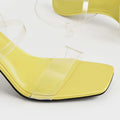 Clear Strap Stiletto Heel Satin Mules Lime