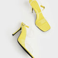 Clear Strap Stiletto Heel Satin Mules Lime