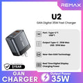 REMAX - U2 Digital PD+QC GAN Fast Charger ( 35W )