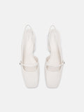 PEDRO Icon Leather Heel Pumps-Chalk