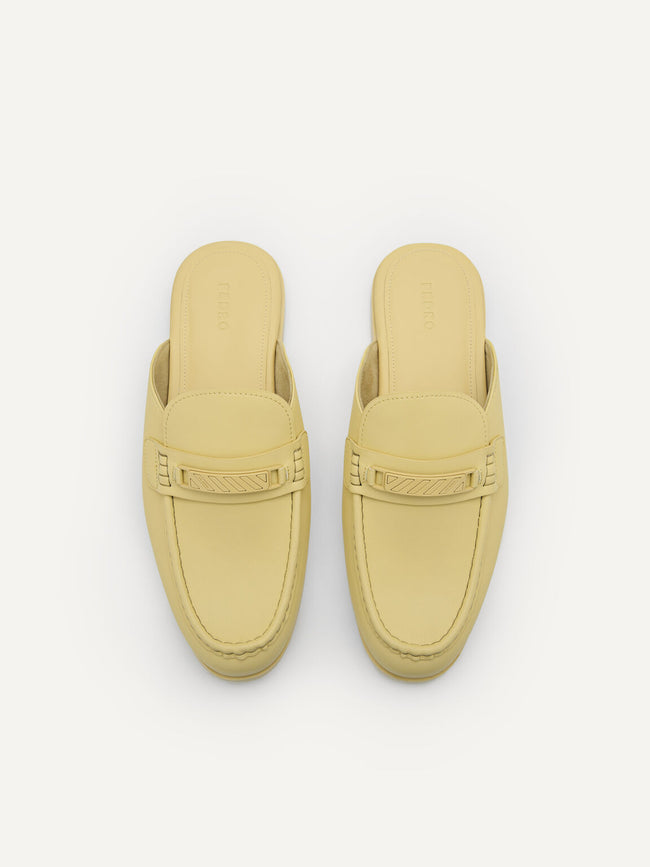 PEDRO Horsebit Mule Loafers - Light Yellow