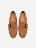 PEDRO Men Leather Strap Moccasins - Brown