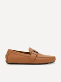PEDRO Men Leather Strap Moccasins - Brown