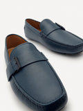 PEDRO Men Leather Strap Moccasins B - Navy