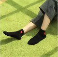 1NOM Heart Embroidery Women's Socks - 2 Pairs - Black