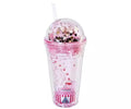 1NOM Sakura Amusement Park Double-layer Lid Tumbler with Straw - 480ml - Red