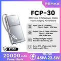 REMAX - FCP-30 20000mAh Type-C Scalable Cable Fast Charging Cabled Power Bank ( PD45W )