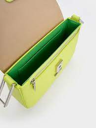 CHARLES & KEITH Women Koa Square Push Lock Shoulder Bag Lime