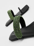 Gem-Embellished Strap Slides