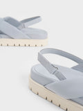 CHARLES & KEITH Women Nylon Knotted Flatform Sandals Light Blue