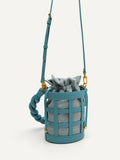 PEDRO Women Plait Bucket Bag - Turquoise