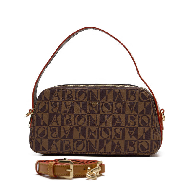 BONIA Vinyl Trimmed Leather Shoulder Bag 080982-220-15