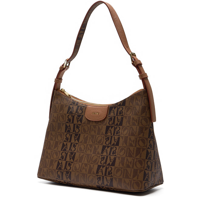 BONIA Vinyl Trimmed Leather Shoulder Bag 081036-227-05C
