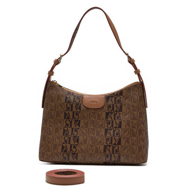 BONIA Vinyl Trimmed Leather Shoulder Bag 081036-227-05C