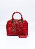 BONIA WOMEN CROCO EMBOSSED TRIM LEATHER HANDBAG 081877-001-04
