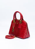 BONIA WOMEN CROCO EMBOSSED TRIM LEATHER HANDBAG 081877-001-04