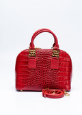 BONIA WOMEN CROCO EMBOSSED TRIM LEATHER HANDBAG 081877-001-04