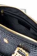 BONIA WOMEN CROCO EMBOSSED TRIM LEATHER HANDBAG 081877-002-08