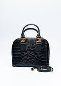 BONIA WOMEN CROCO EMBOSSED TRIM LEATHER HANDBAG 081877-001-08