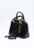 BONIA WOMEN CROCO EMBOSSED TRIM LEATHER HANDBAG 081877-001-08