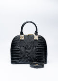BONIA WOMEN CROCO EMBOSSED TRIM LEATHER HANDBAG 081877-002-08
