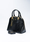 BONIA WOMEN CROCO EMBOSSED TRIM LEATHER HANDBAG 081877-002-08