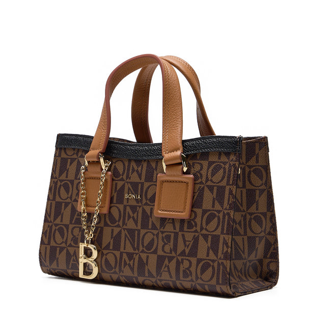 BONIA Vinyl Trimmed Leather Hand Bag 081932-002-15