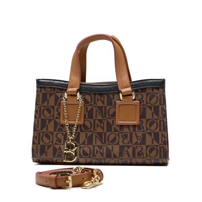 BONIA Vinyl Trimmed Leather Hand Bag 081932-002-15