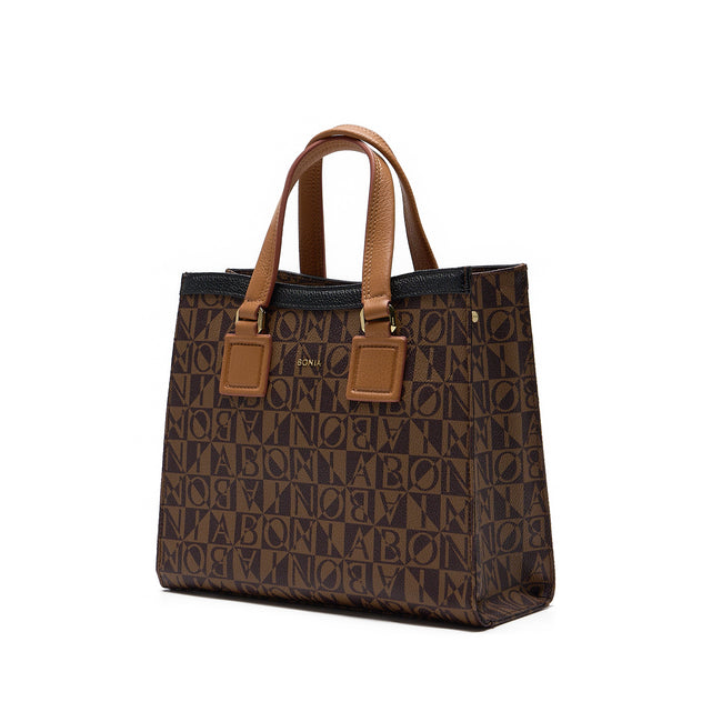 BONIA Vinyl Trimmed Leather Hand Bag 081932-003-15