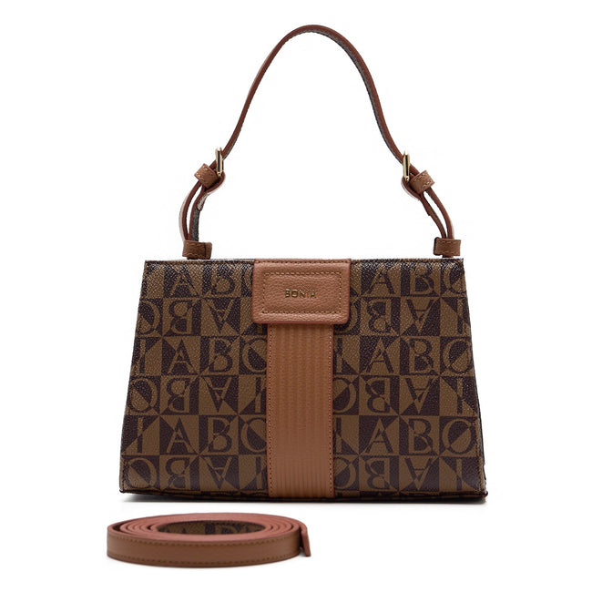 BONIA Vinyl Trimmed Leather Hand Bag 081939-002-5-5