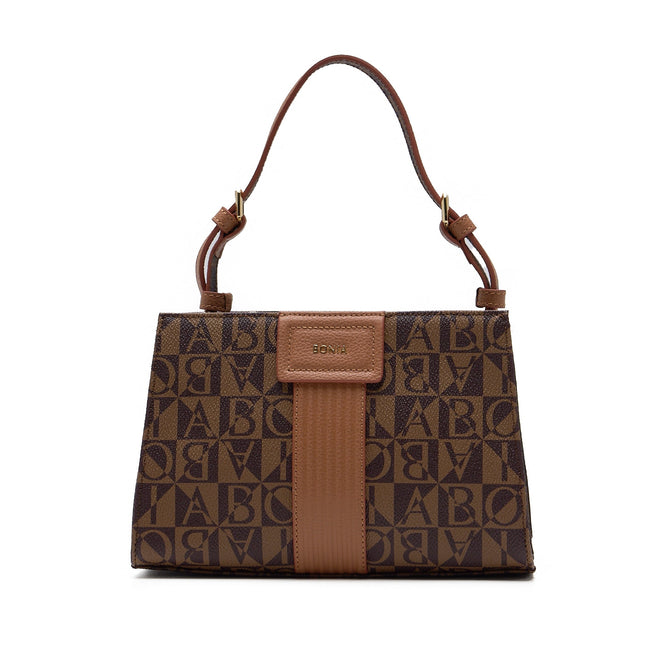 BONIA Vinyl Trimmed Leather Hand Bag 081939-002-5-5