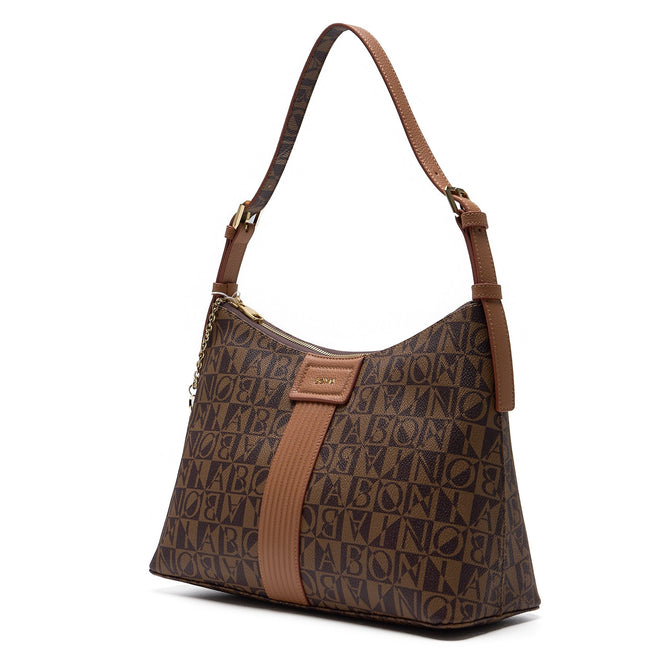 BONIA Vinyl Trimmed Leather Shoulder Bag 081939-006-5-5