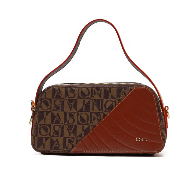 BONIA Vinyl Trimmed Leather Shoulder Bag 081950-002-15