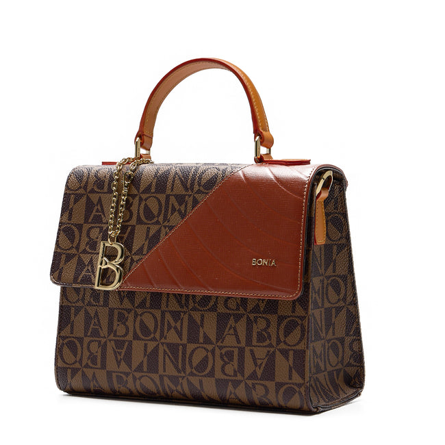 BONIA Vinyl Trimmed Leather Satchel Bag 081950-004-15