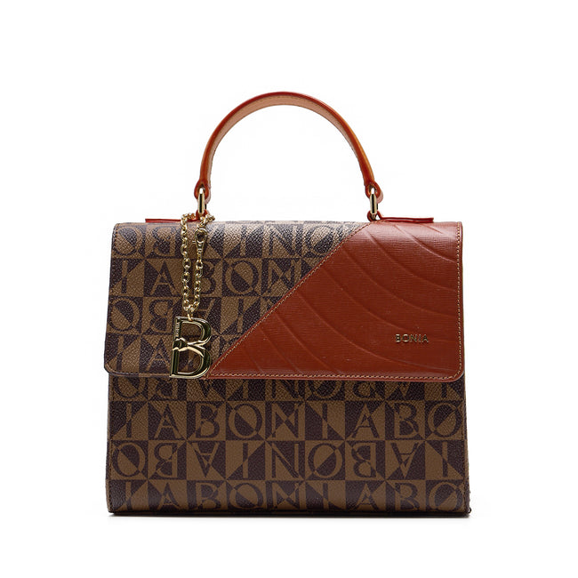 BONIA Vinyl Trimmed Leather Satchel Bag 081950-004-15