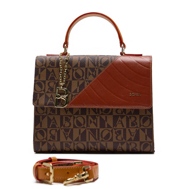 BONIA Vinyl Trimmed Leather Satchel Bag 081950-004-15