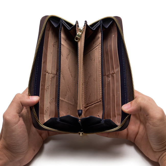BONIA Two Material Types Long Zipper Wallet 081951-504