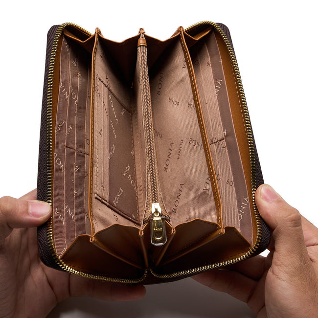BONIA Two Material Types Long Zipper Wallet 081951-504