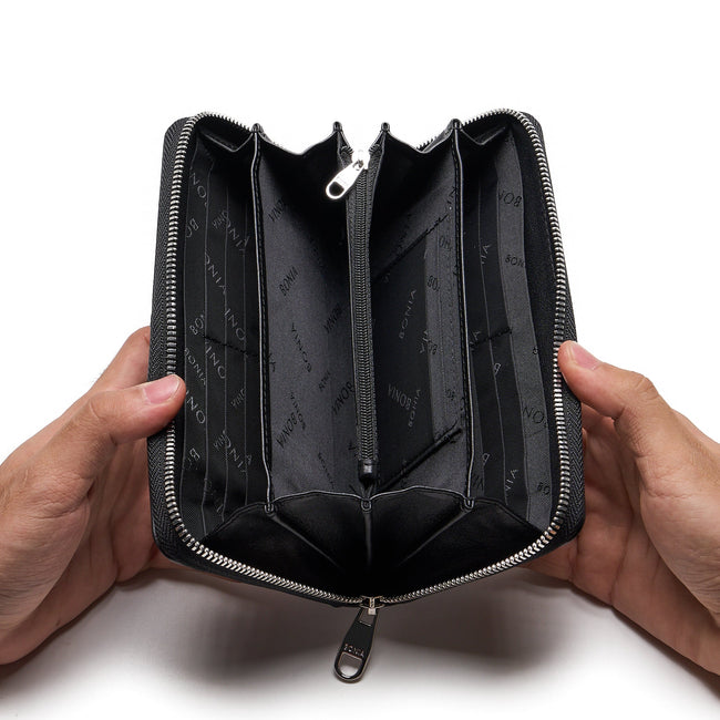 BONIA Two Material Types Long Zipper Wallet 081951-504