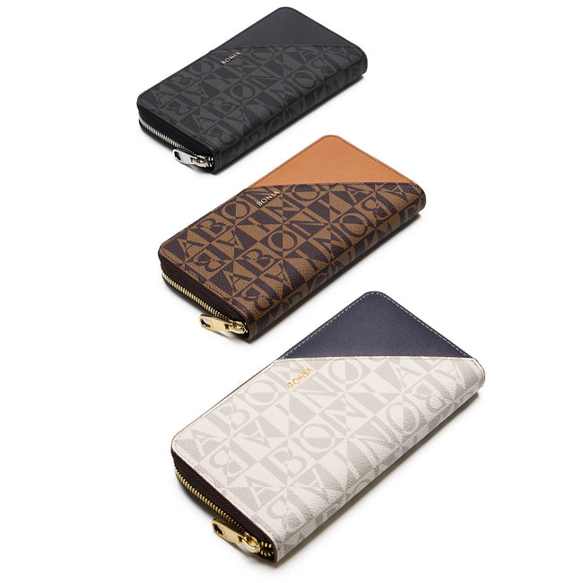 BONIA Two Material Types Long Zipper Wallet 081951-504