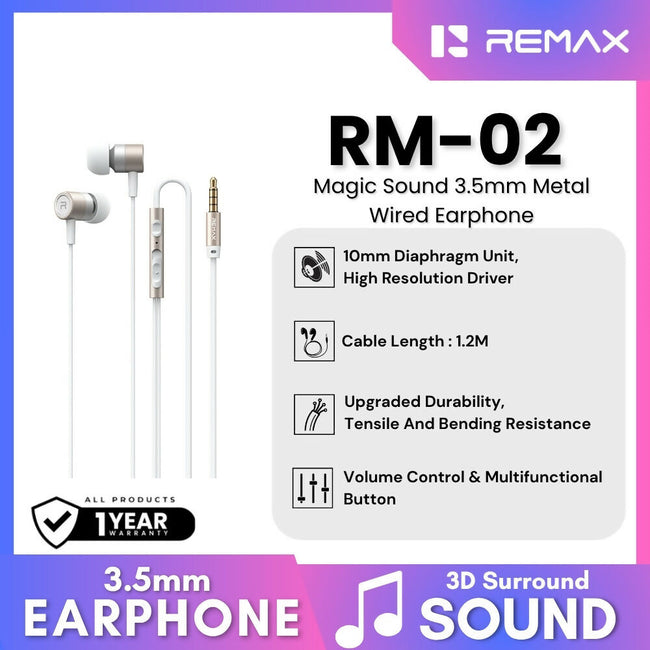 REMAX - RM-02 3.5mm Magic Sound Wired Earphone