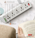GADGET MAX - GM-S10 10AC Power Extension Socket (TYPE C 1PORT / 5USB / 10AC OUTLETS / 2METER / 2500W)