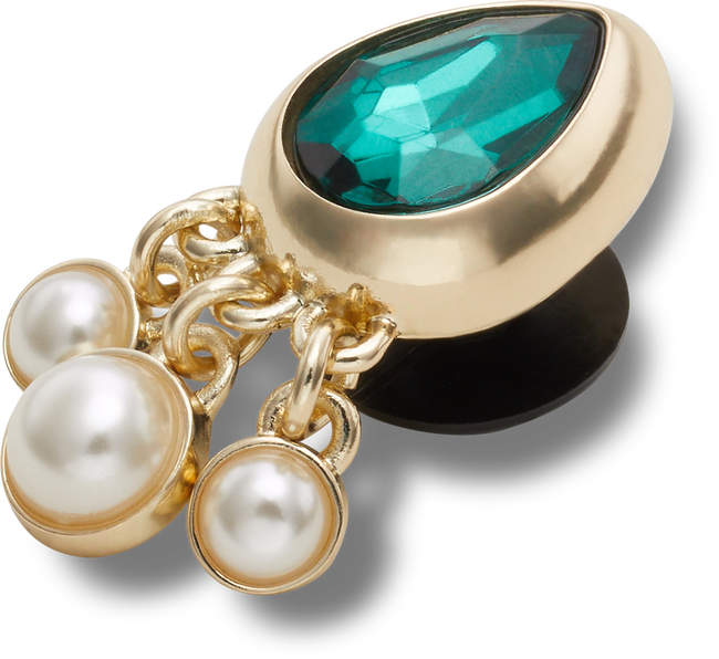 CROCS JIBBITZ™ CHARM EMERALD TEAR DROP WITH PEARLS